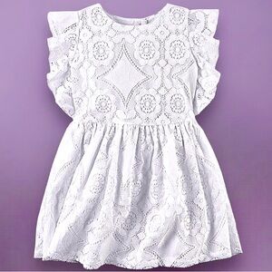 Kids Carter's Flutter Short Sleeve Lined Lace Dress Girls Size 6 Small